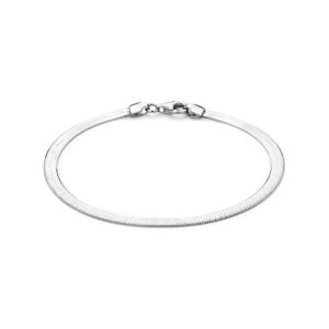 armband slang plat 3,6 mm 18,5 cm zilver gerhodineerd