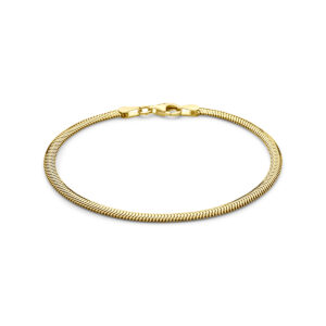 armband slang plat (bol) 3 mm 18 cm 3 micron zilver verguld (geel)