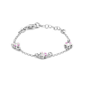 armband vlinders emaille 11 + 2 cm zilver gerhodineerd