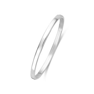 bangle dop 4 mm vlakke buis 60 mm zilver gerhodineerd
