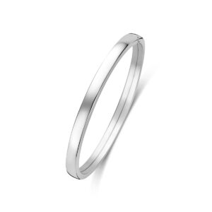 bangle dop 5 mm vlakke buis 60 mm zilver gerhodineerd
