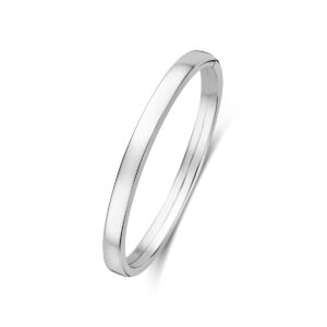 bangle dop 6 mm vlakke buis 60 mm zilver gerhodineerd