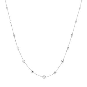 collier bolletjes poli/mat 41 + 4 cm zilver gerhodineerd