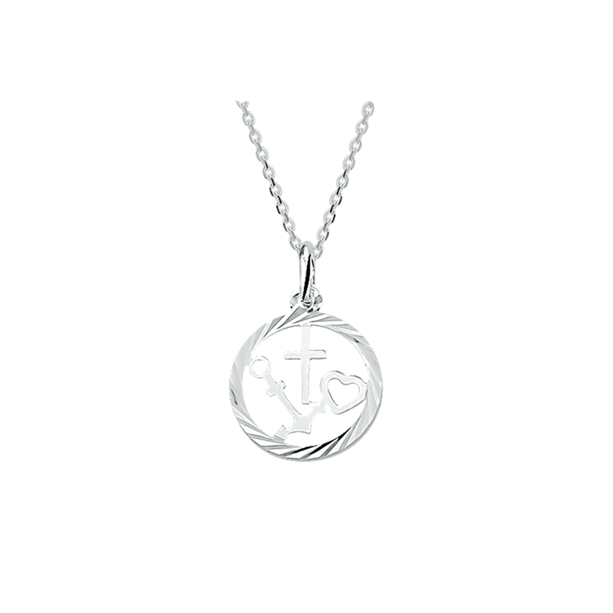 collier geloof, hoop en liefde 1,3 mm 41 + 4 cm zilver gerhodineerd