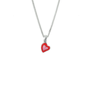 collier hartje emaille 36 + 4 cm zilver gerhodineerd