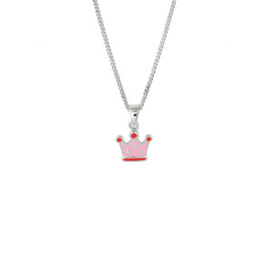 collier kroon emaille 36 + 4 cm zilver gerhodineerd