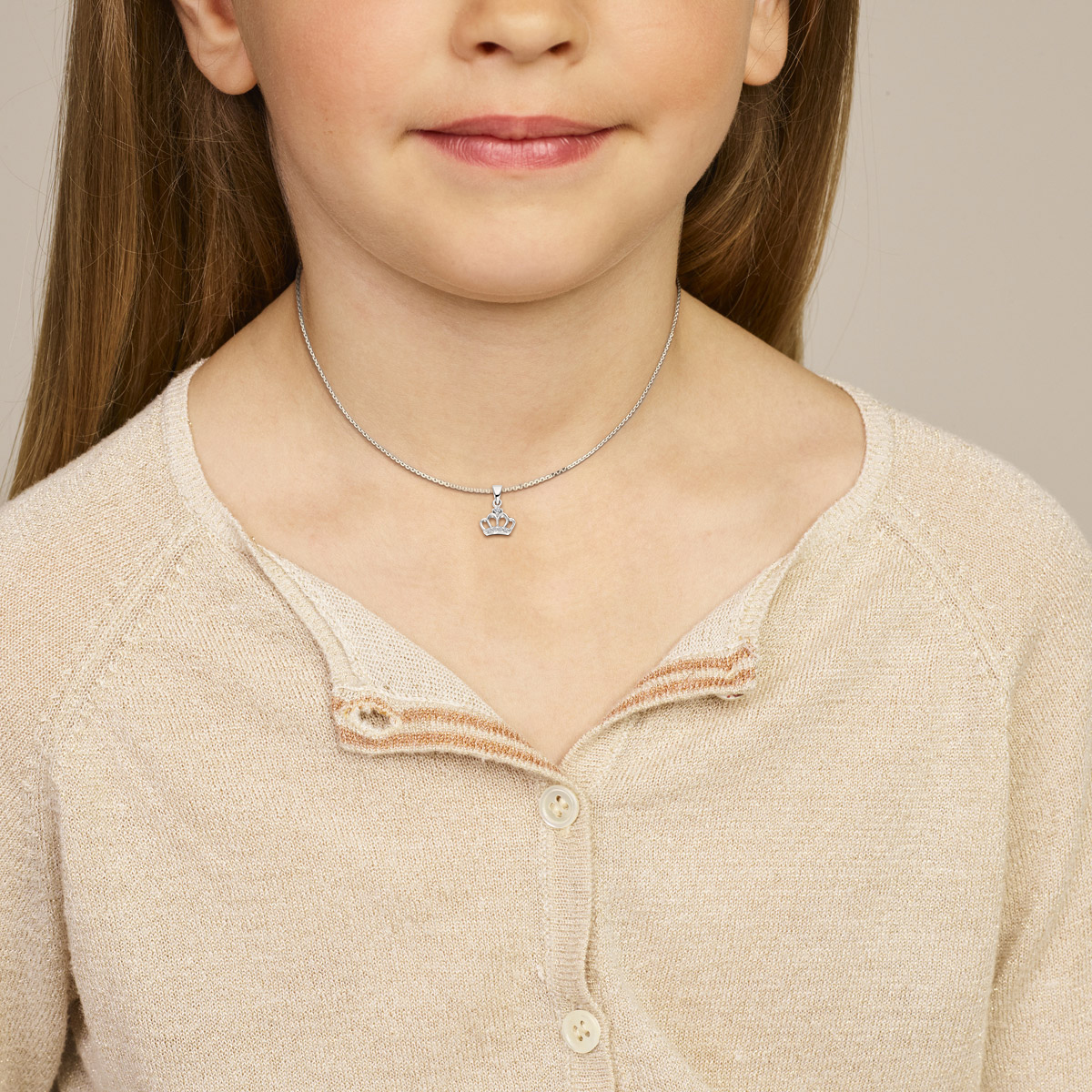 collier kroon zirkonia 36 + 4 cm zilver gerhodineerd - Afbeelding 2