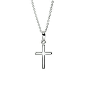 collier kruis 41 + 4 cm zilver wit
