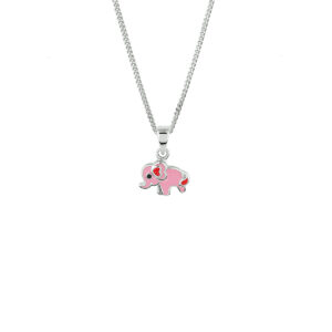 collier olifant emaille 36 + 4 cm zilver gerhodineerd
