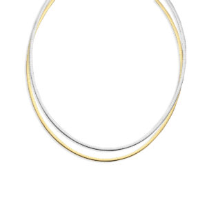 collier omega dubbelzijdig 3 mm 45 cm 14K bicolor goud geel/wit