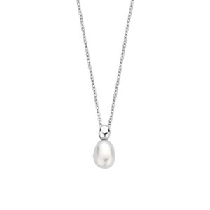 collier parel 40 + 4 cm zilver gerhodineerd