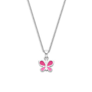 collier vlinder emaille 36 + 4 cm zilver gerhodineerd