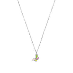 collier vlinder zirkonia emaille 36 + 4 cm zilver gerhodineerd