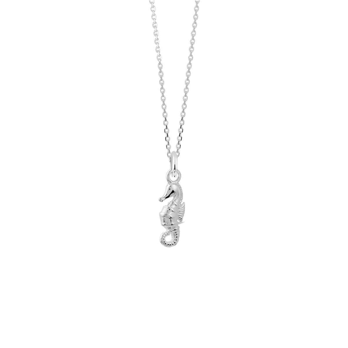 collier zeepaard 41 + 4 cm zilver wit