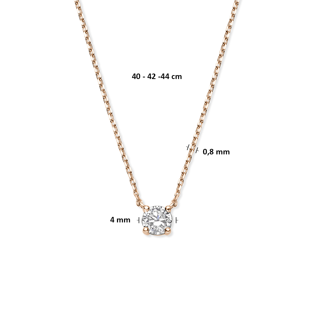 collier zirkonia 40 - 42 - 44 cm 14K roségoud - Afbeelding 3