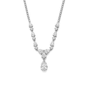 collier zirkonia 42 + 3 cm zilver gerhodineerd