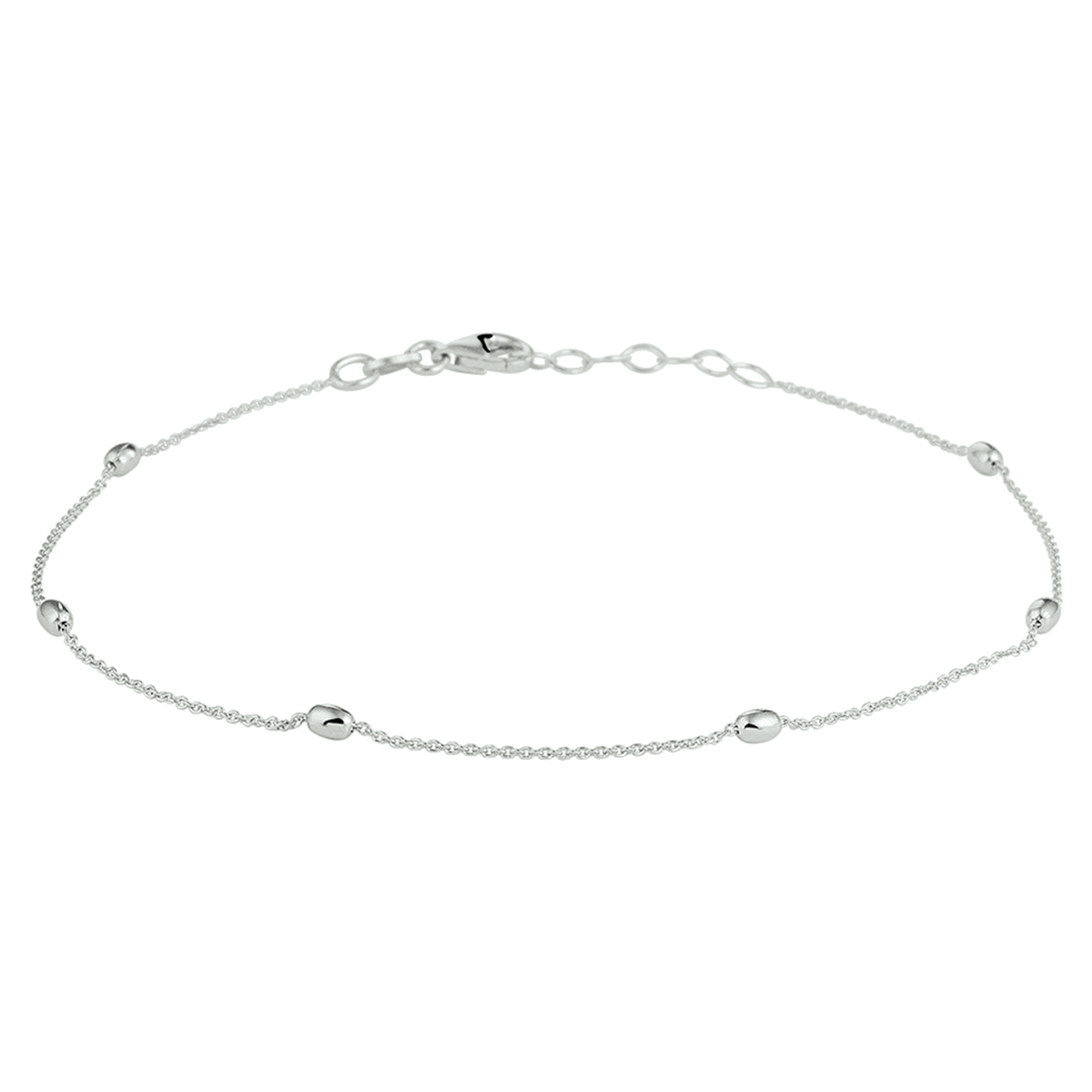 enkelbandje bolletjes 2,5 mm 24 + 2 cm zilver gerhodineerd
