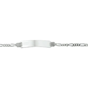 graveerarmband figaro plaat 4,8 mm 13 - 15 cm zilver gerhodineerd