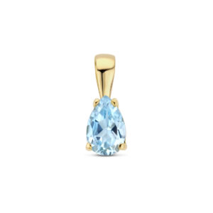 hanger blauw topaas 11 mm 14K geelgoud