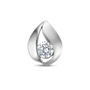 hanger druppel zirkonia poli/mat 11 mm zilver gerhodineerd