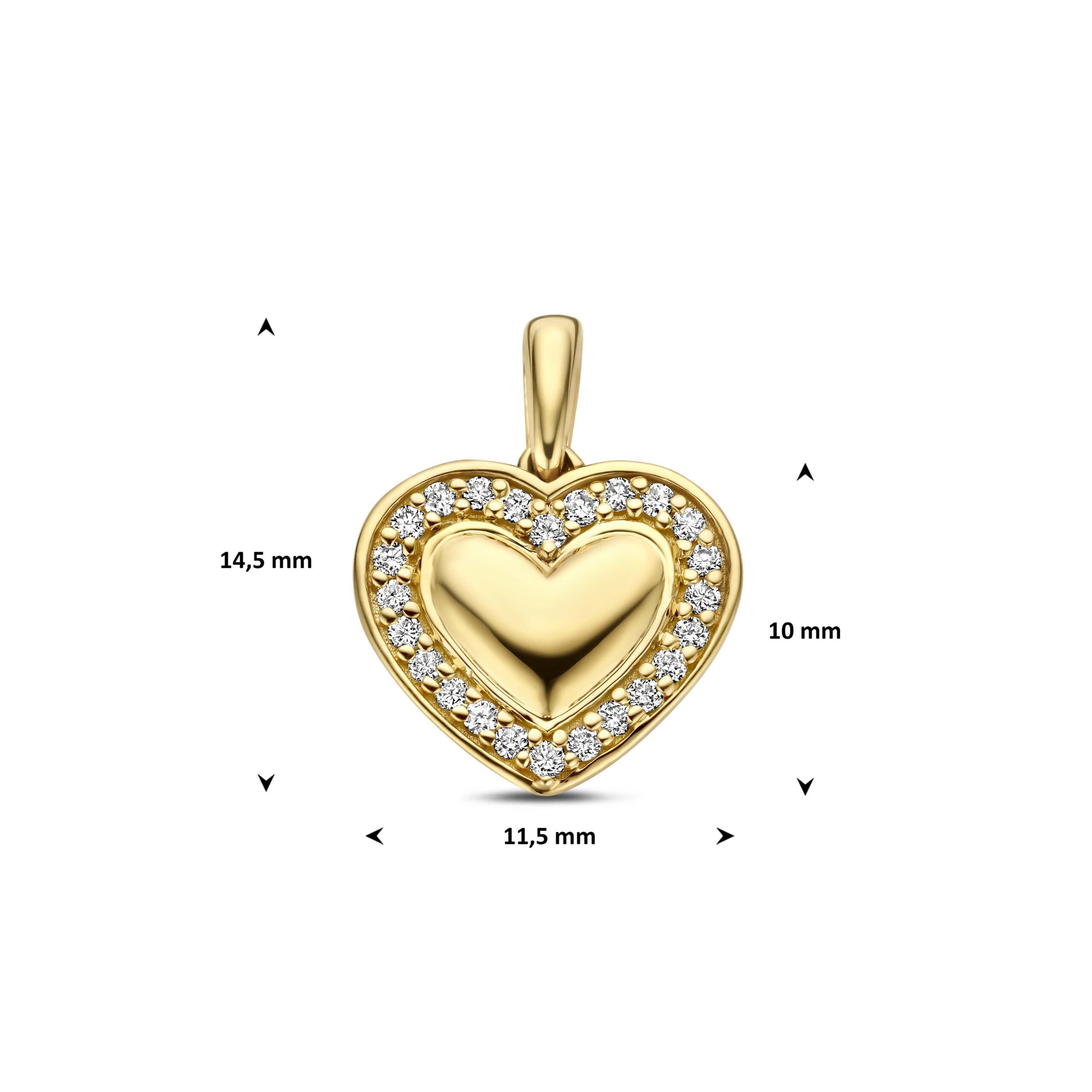 hanger hart lab grown diamant 0.11ct f vs 10 mm 14K geelgoud - Afbeelding 4