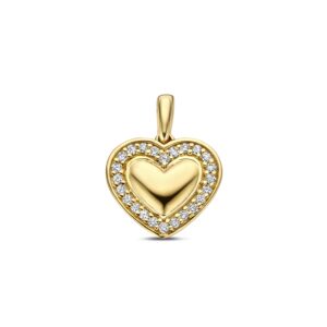 hanger hart lab grown diamant 0.11ct f vs 10 mm 14K geelgoud