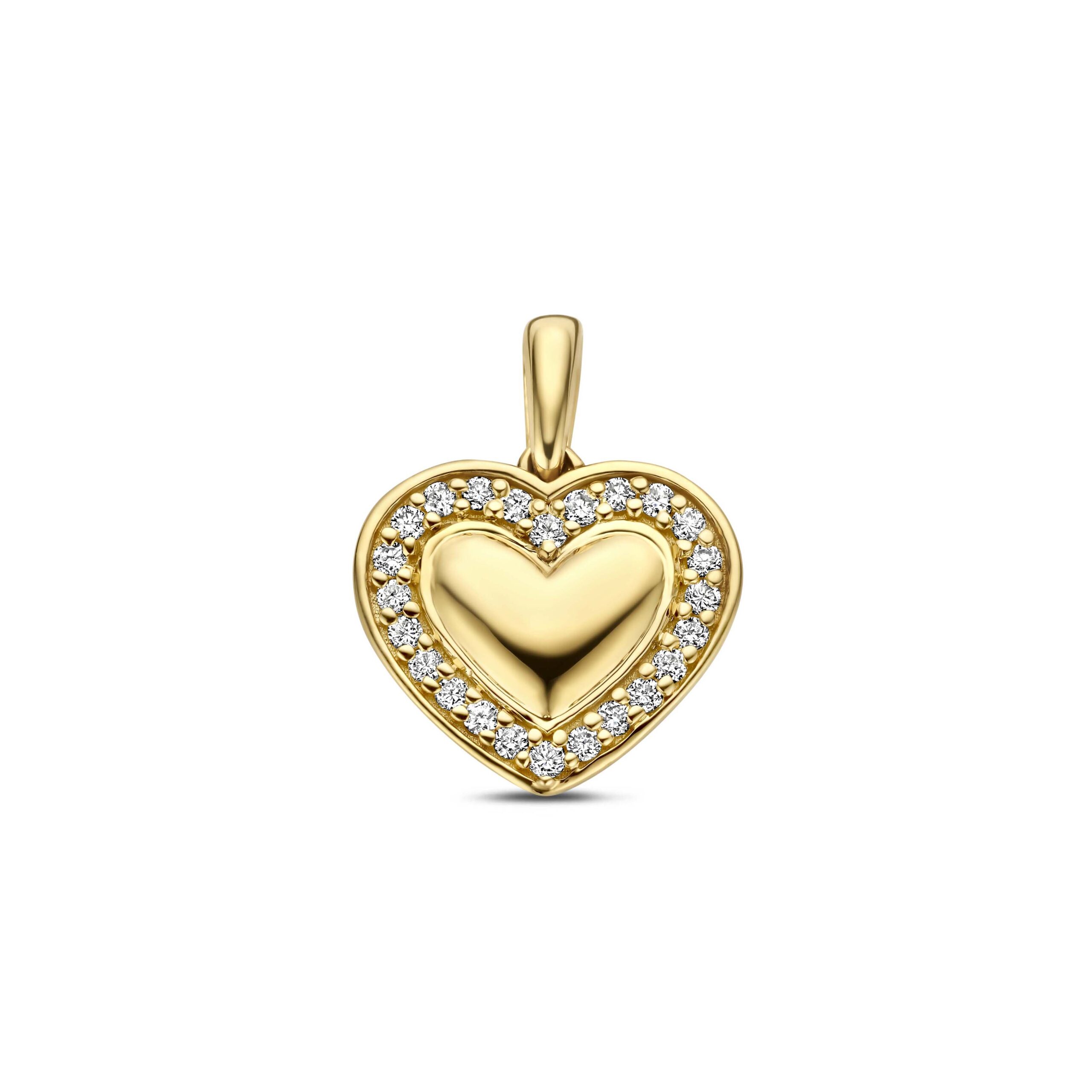 hanger hart lab grown diamant 0.11ct f vs 10 mm 14K geelgoud
