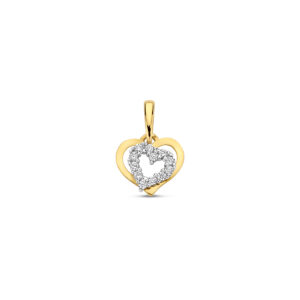 hanger hart zirkonia 14K bicolor goud geel/wit