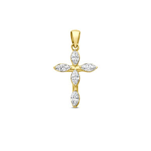 hanger kruis zirkonia 14,5 mm 14K geelgoud