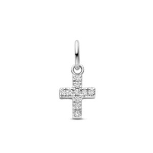 hanger kruis zirkonia 15,5 mm zilver gerhodineerd