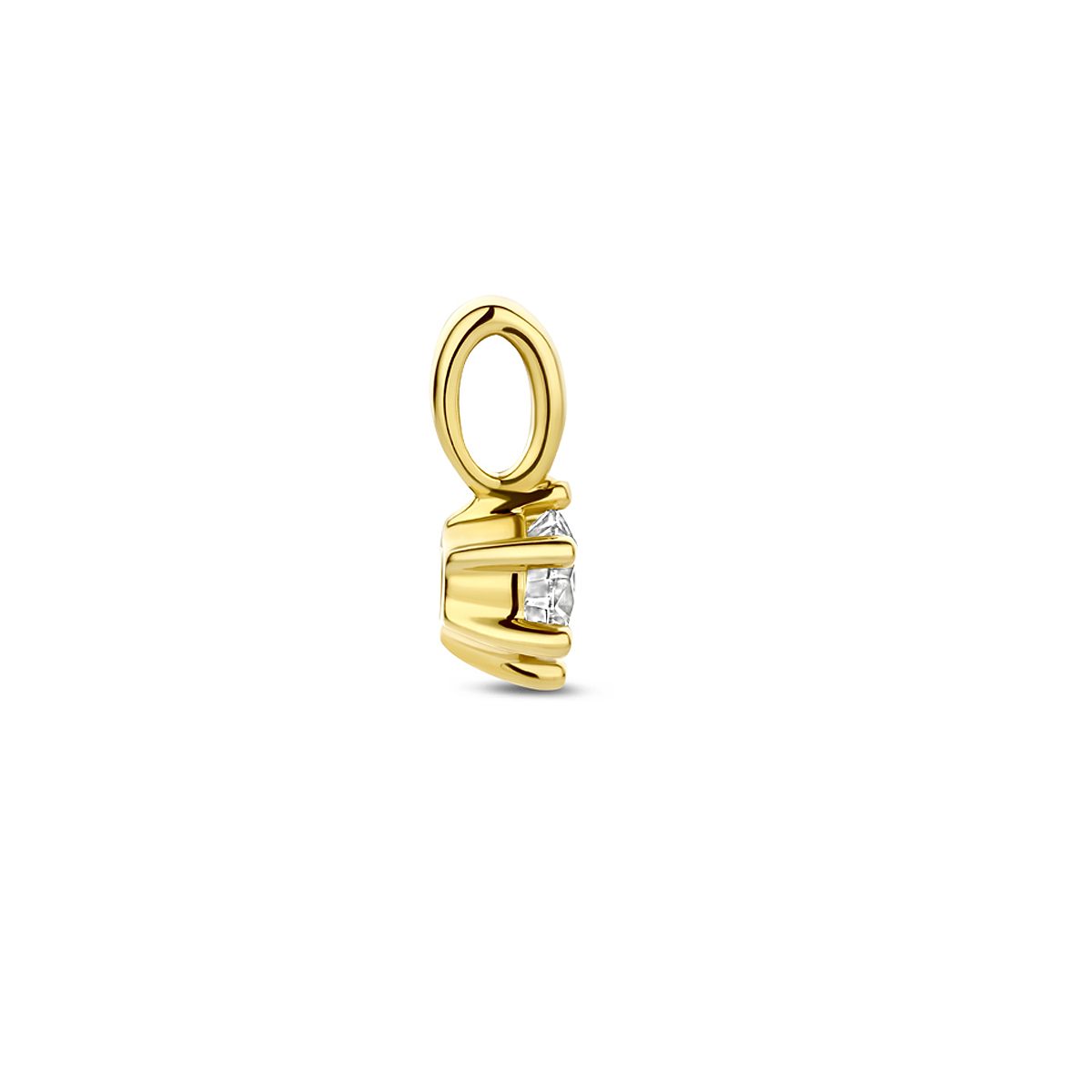 hanger lab grown diamant 0.25ct f vs 10 mm 14K geelgoud - Afbeelding 3