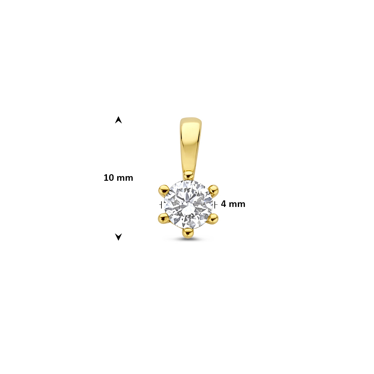 hanger lab grown diamant 0.25ct f vs 10 mm 14K geelgoud - Afbeelding 4