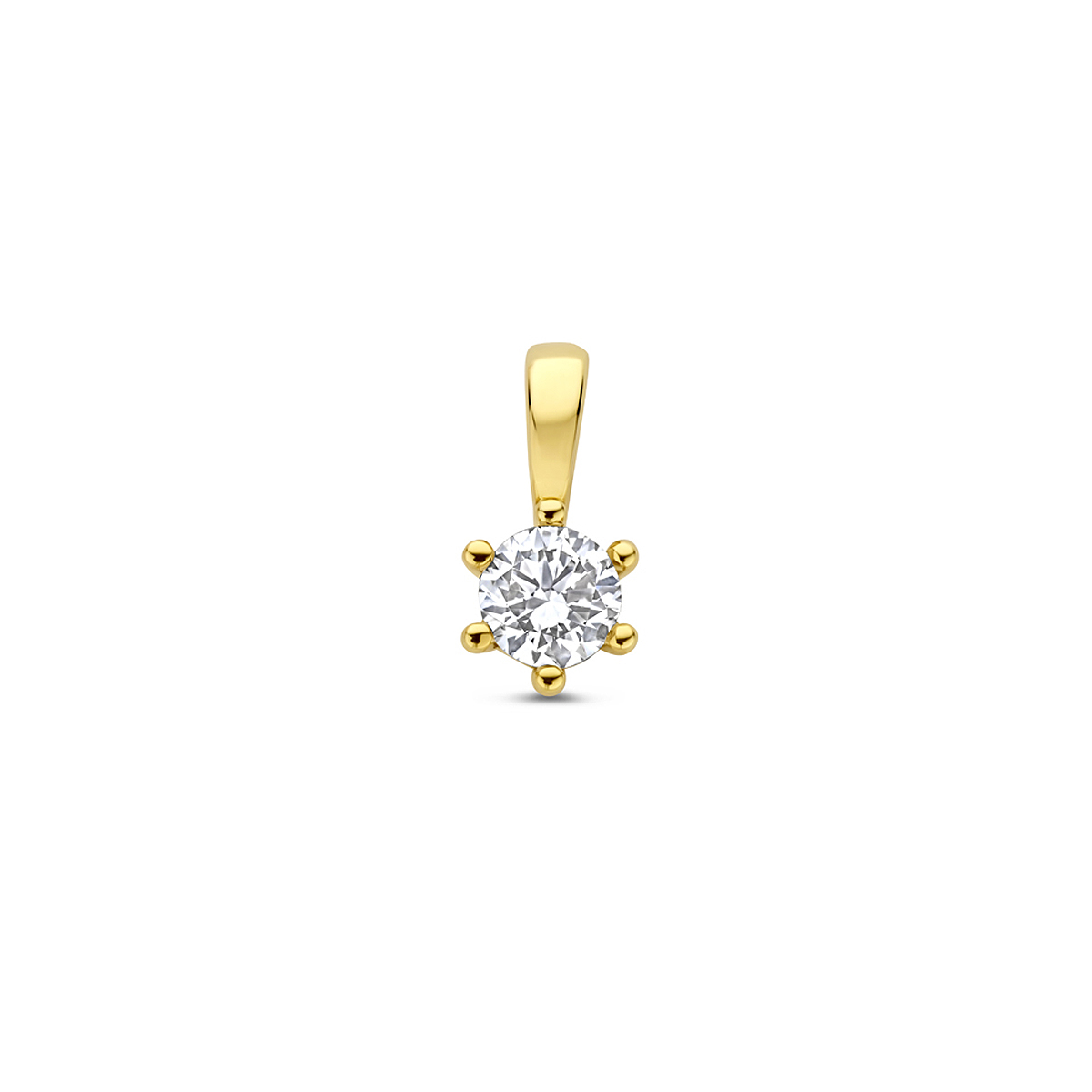 hanger lab grown diamant 0.25ct f vs 10 mm 14K geelgoud