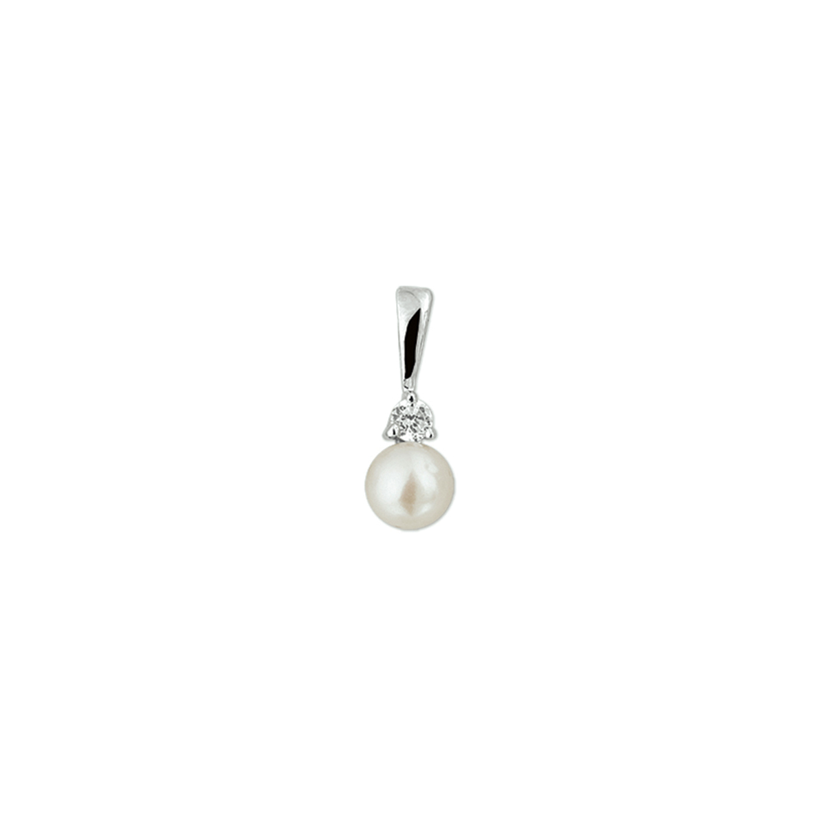 hanger parel en zirkonia zilver gerhodineerd