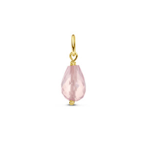 hanger roze kwarts 15 mm 14K geelgoud