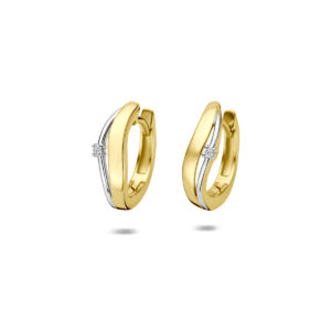 klapoorringen diamant 0.02ct (2x 0.01ct) h si 14,5 mm 14K geelgoud