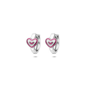 klapoorringen emaille hartje 11 mm zilver gerhodineerd