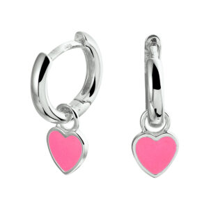 klapoorringen hart emaille zilver gerhodineerd