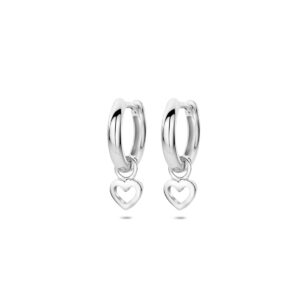 klapoorringen hart zilver gerhodineerd