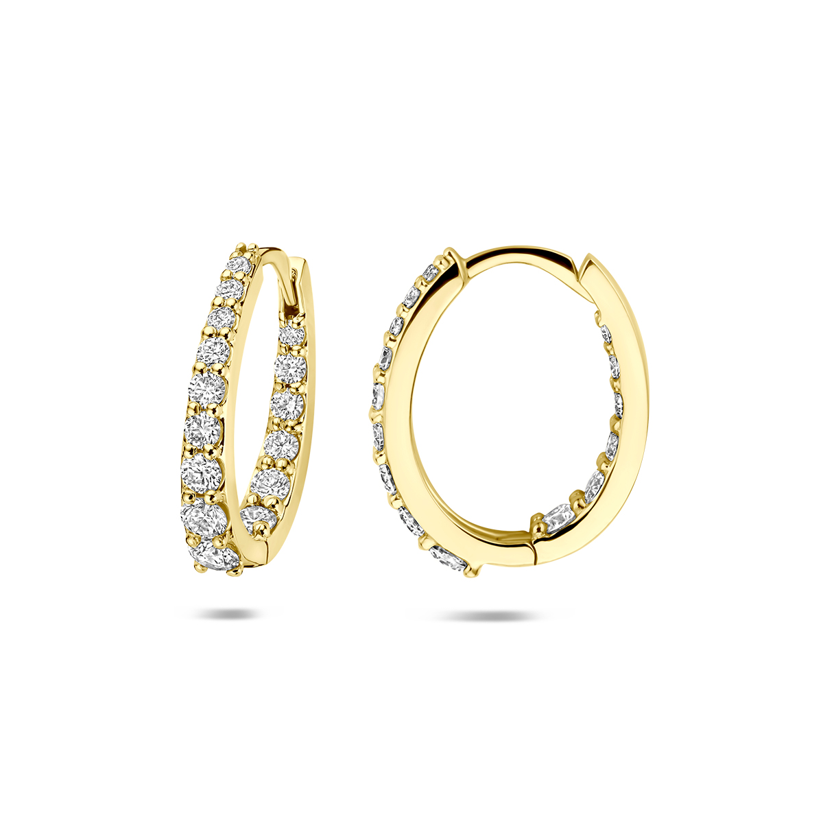 klapoorringen lab grown diamant 0.95ct (2x 0.475ct) f vs 17 mm 14K geelgoud - Afbeelding 3
