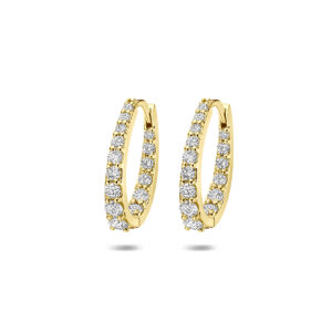 klapoorringen lab grown diamant 0.95ct (2x 0.475ct) f vs 17 mm 14K geelgoud