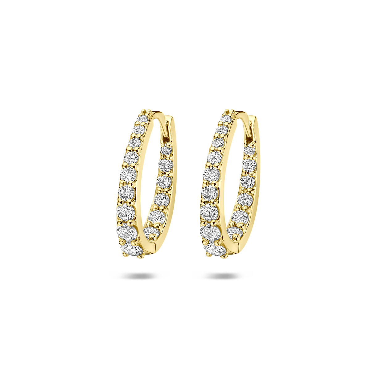 klapoorringen lab grown diamant 0.95ct (2x 0.475ct) f vs 17 mm 14K geelgoud