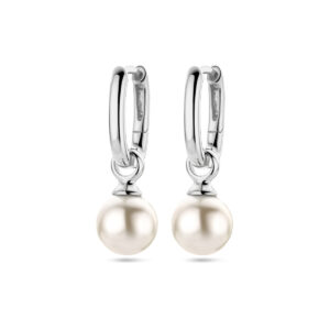 klapoorringen synth. parel 24 mm zilver gerhodineerd