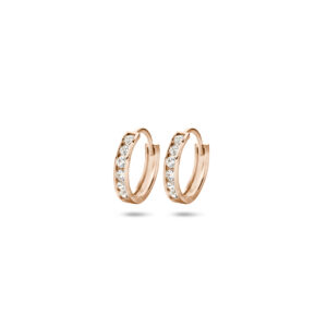 klapoorringen zirkonia 11 mm 14K roségoud