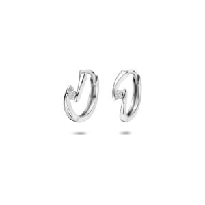 klapoorringen zirkonia 12 mm zilver gerhodineerd