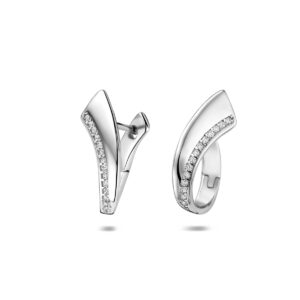 klapoorringen zirkonia 19 mm zilver gerhodineerd