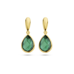 oorhangers groen agaat 20 mm 14K geelgoud