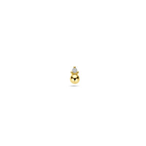 oorknop bol diamant 0.01ct h p1 per stuk 14K geelgoud