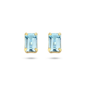oorknoppen blauw topaas 14K geelgoud