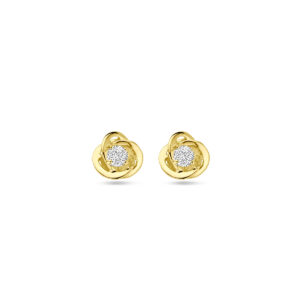 oorknoppen bloem zirkonia 7 mm 14K geelgoud